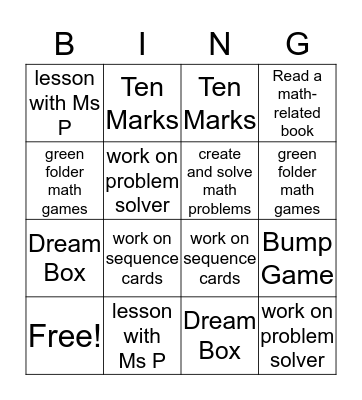 Math Block Bingo Card