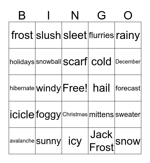 WINTER WONDERLAND Bingo Card