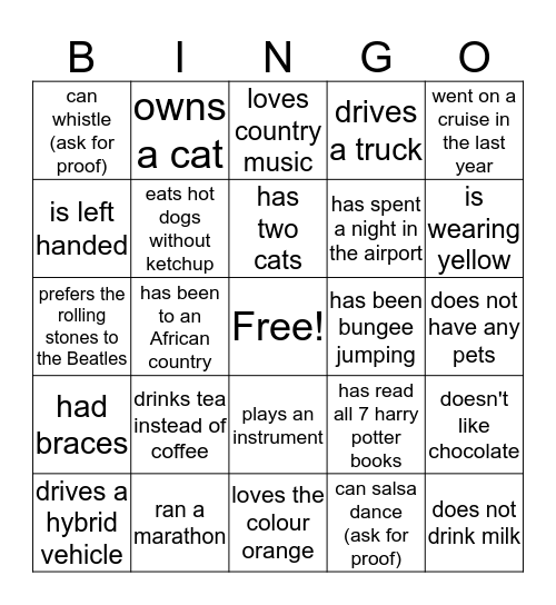 Aloha Bingo Card