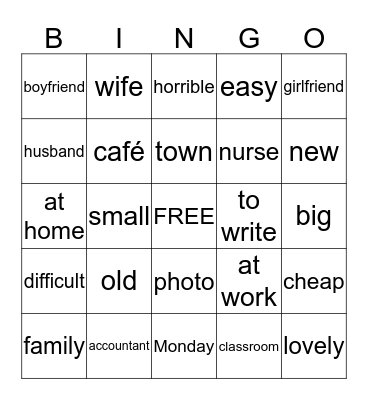 I Bingo Card