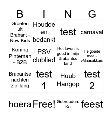 Brabantse muziek bingo Card
