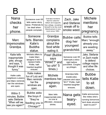 Thanksgiving Bingo (Friends and Family) Bingo Card