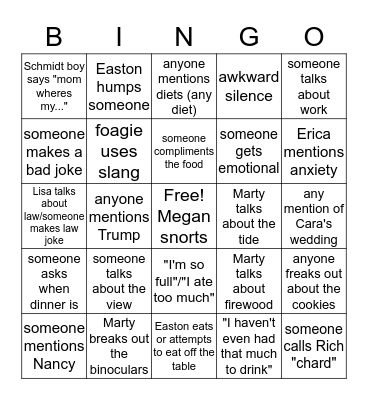 Thanksgiving Bingo 2018 Bingo Card