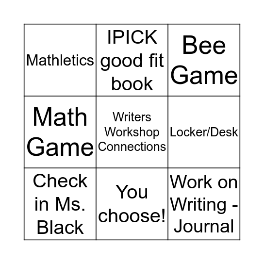 My Grade 3 Class!  Bingo Card