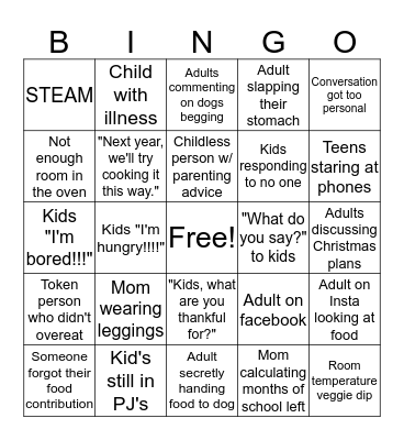 Thanksgiving Bingo Part 2 Bingo Card