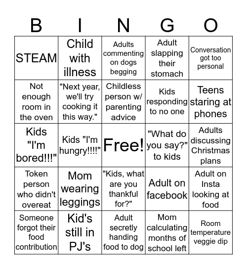 Thanksgiving Bingo Part 2 Bingo Card