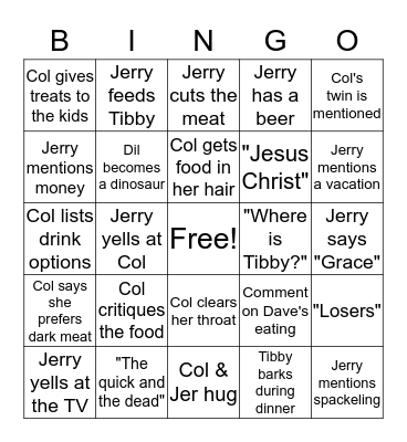 Thanksgiving Bingo Card