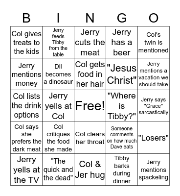 Thanksgiving Bingo Card