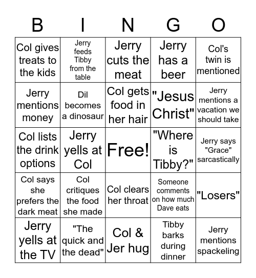 Thanksgiving Bingo Card