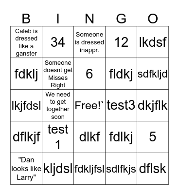 Hough Family Christmas Bingo Card