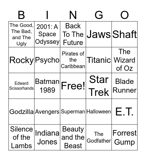 Total-Quiz.com Presents Radio Bingo: Movie Theme Edition Bingo Card