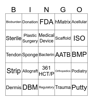 Bacterin Bingo Card