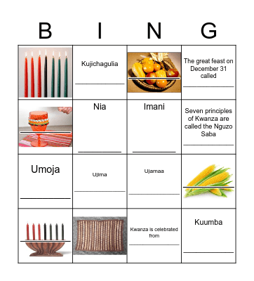 KWANZA BINGO Card