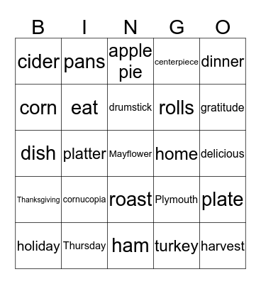 THANKSGIVING Bingo Card