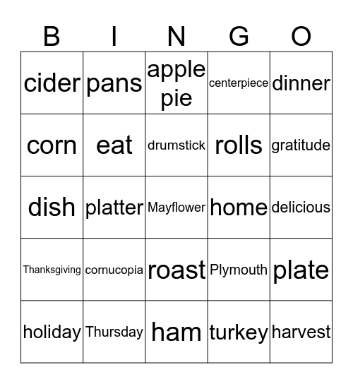 THANKSGIVING Bingo Card