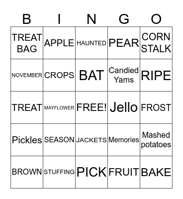 AUTUMN Bingo Card
