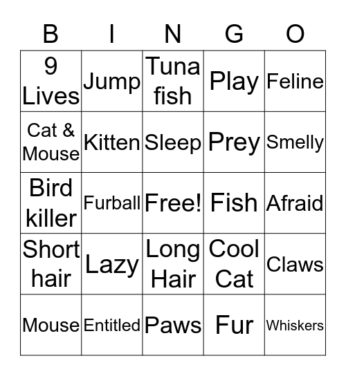 Cats Bingo Card