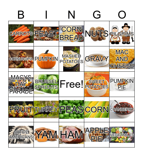 THANKSGIVING BINGO:)  Bingo Card