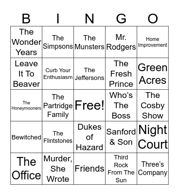 Total-Quiz.com Presents Radio Bingo: TV Themes Bingo Card