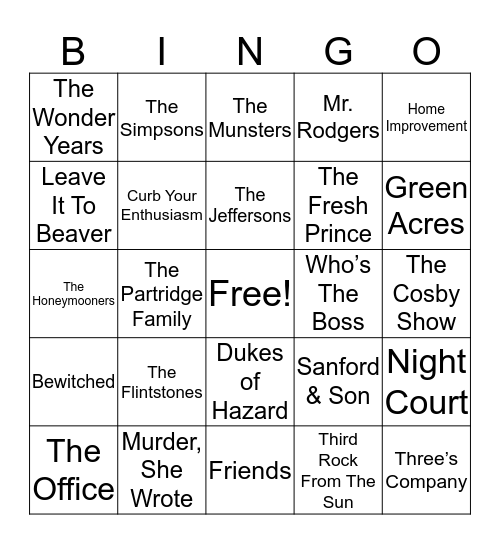 Total-Quiz.com Presents Radio Bingo: TV Themes Bingo Card