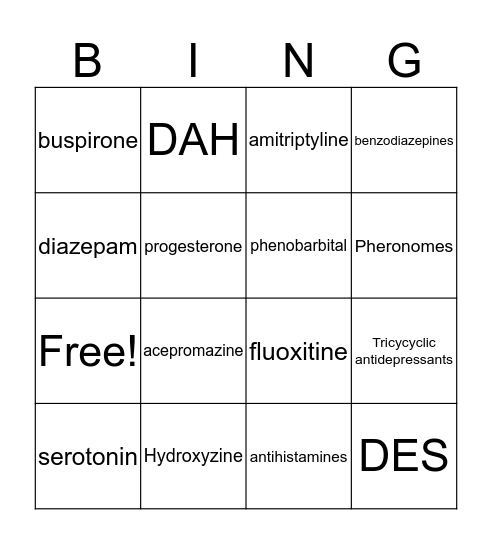 Behavior drugs Bingo Card