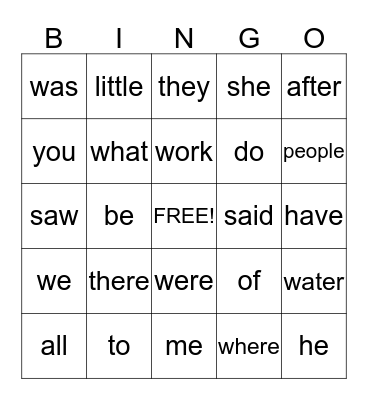 Phonics for Reading  Level 2                   Lessons #9-13 Sight Words Bingo Card