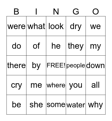 Phonics for Reading  Level 2  Lessons#14-16 Sight Words Bingo Card