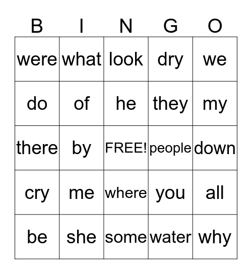 Phonics for Reading  Level 2  Lessons#14-16 Sight Words Bingo Card