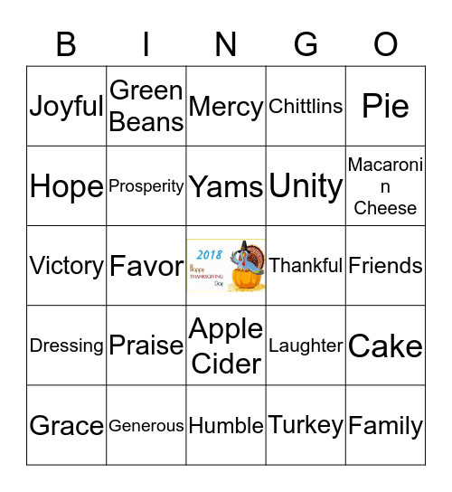 We're Thankful Bingo Card