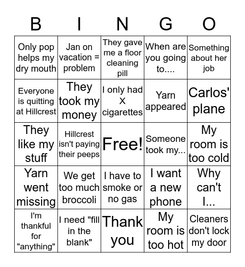Mom Bingo Card