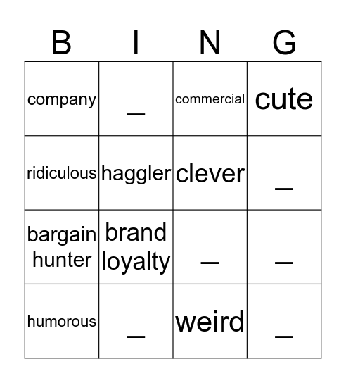 chapter 10 Bingo Card