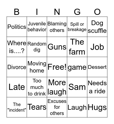 Turkey day 2018 Bingo Card