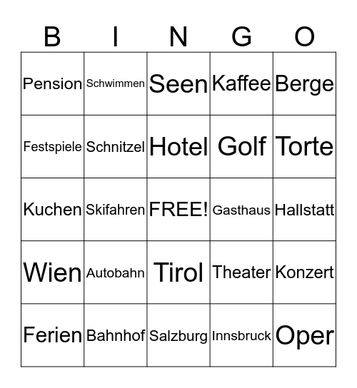 Reisen Bingo Card