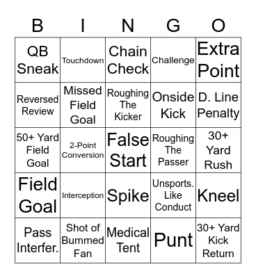 Supreme Amazing Awesome Football BINGO! Bingo Card