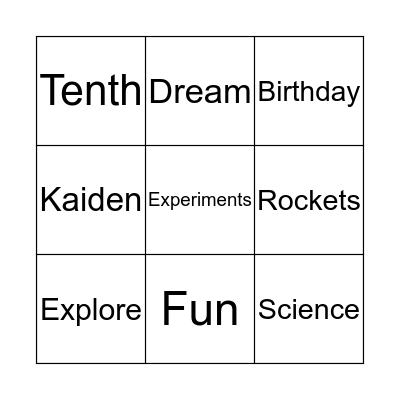 SCI4US Bingo Card