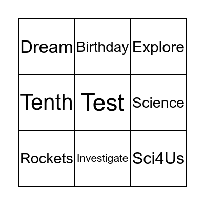 SCI4US Bingo Card