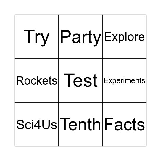 SCI4US Bingo Card