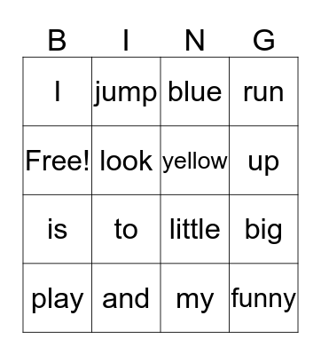 Sight Words 1 Bingo Card