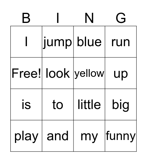 Sight Words 1 Bingo Card