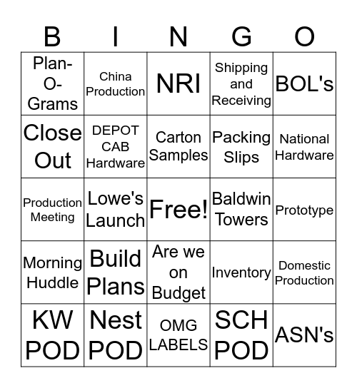 SMSdg BINGO Card