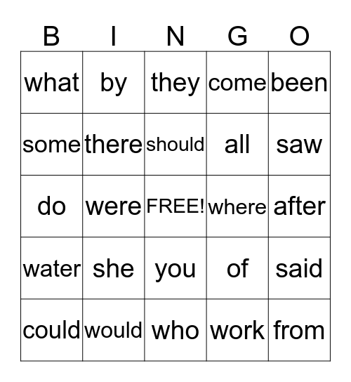 Phonics for Reading  Level 2  Lesson #21-24  Sight Words Bingo Card