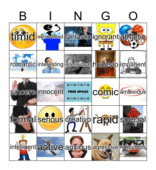 Spanish Adjectives Bingo Card