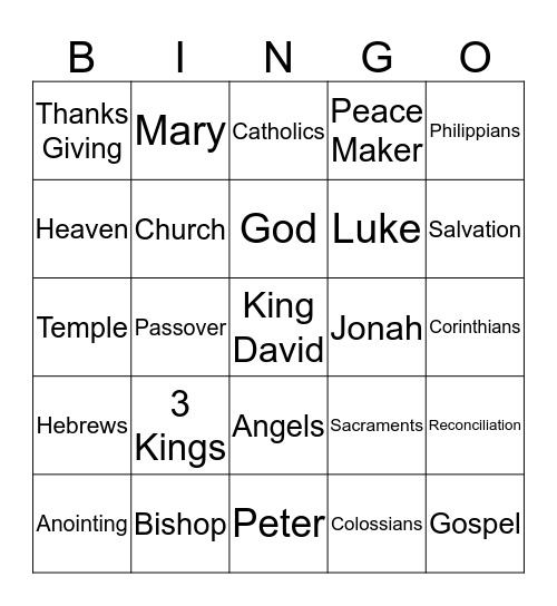 Ann's Holy Communion Bingo Card