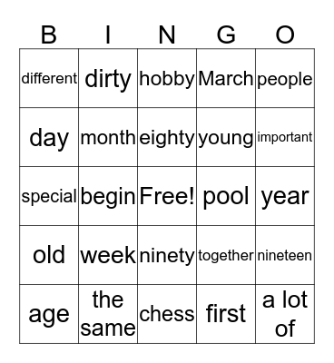 Hey Unit 1 Part 1 Bingo Card