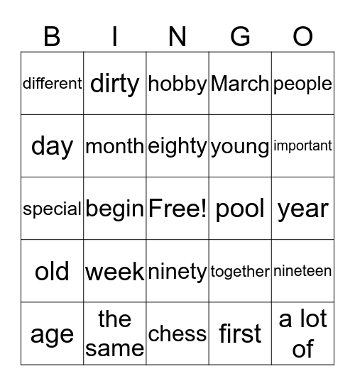 Hey Unit 1 Part 1 Bingo Card