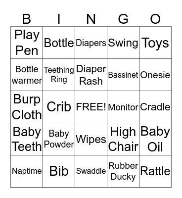 Baby Bingo! Bingo Card