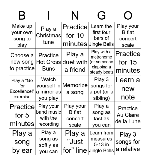 Band Bingo Card