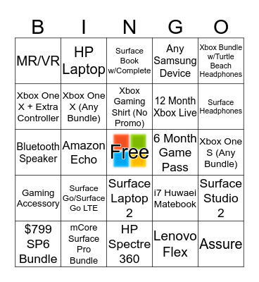 Holiday Promotions Bingo Card