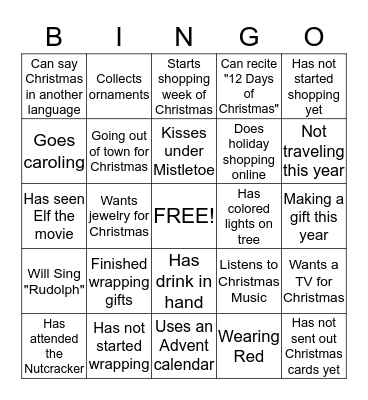 Initial Impressions Bingo Card