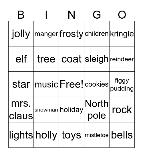 Holiday Bingo Card